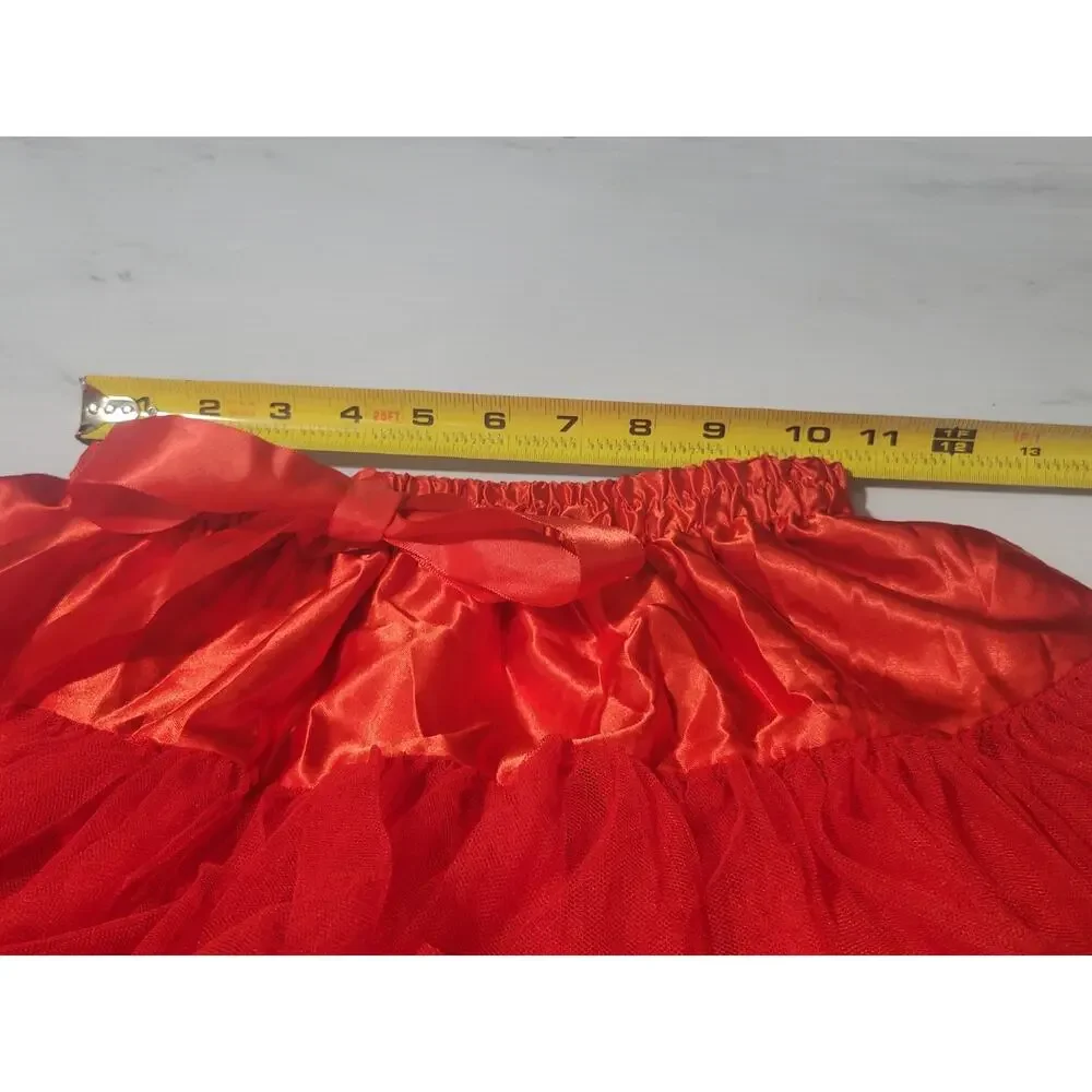Girls Bright Red Tulle Tutu Skirt Layered Dance Ballet Christmas Costume Party S